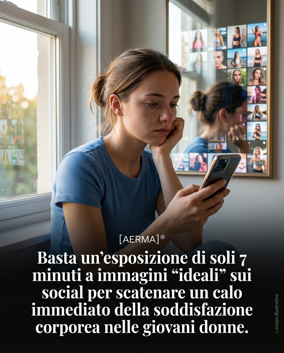 Basta un’esposizione di soli 7 minuti a immagini “ideali” sui social per scatenare un calo immediato della sod disfazione corporea nelle giovani donne. (Fonte: University of New South Wales)